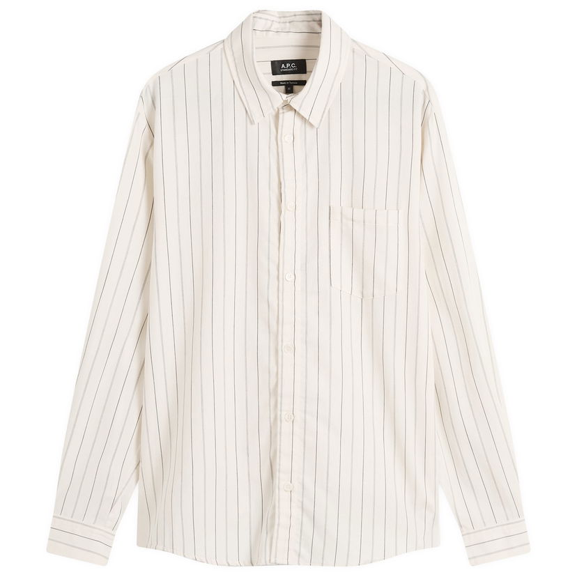 Košulja A.P.C. Men's Clement Stripe Shirt, Size Small Bijela | COHJU-H12512-AAD