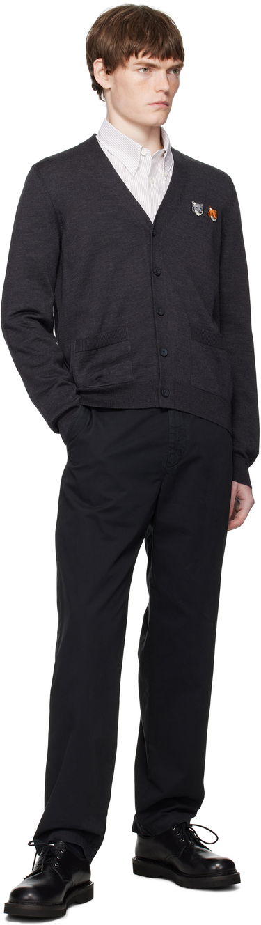 Džemper MAISON KITSUNÉ Double Bold Fox Head Patch Regular Cardigan Siva | OM051CFKT1036, 3