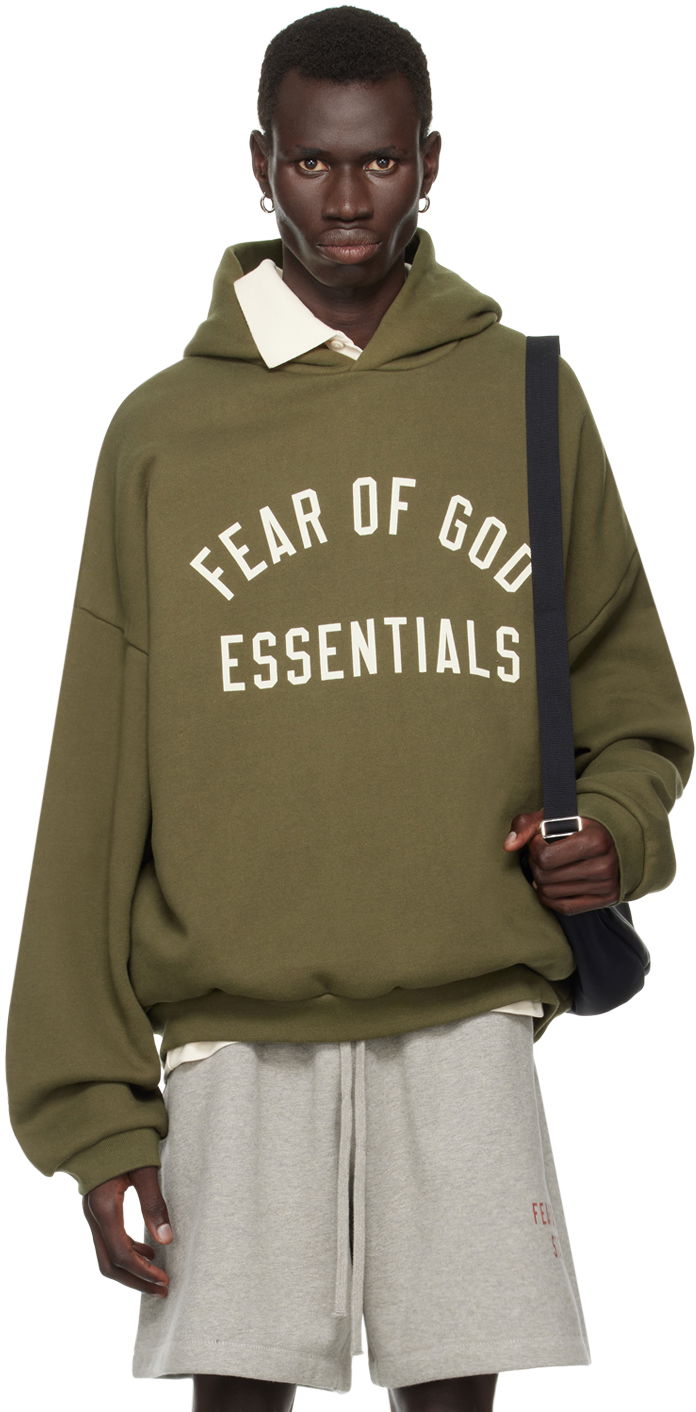 Dukserice Fear of God Essentials Logo Printed Hoodie Zelena | 192BT246255F