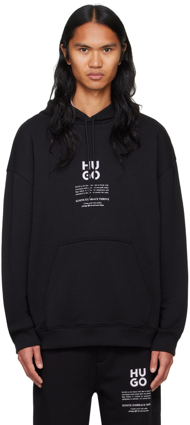Dukserice BOSS Hoodie With Logo Print Crna | 50521288