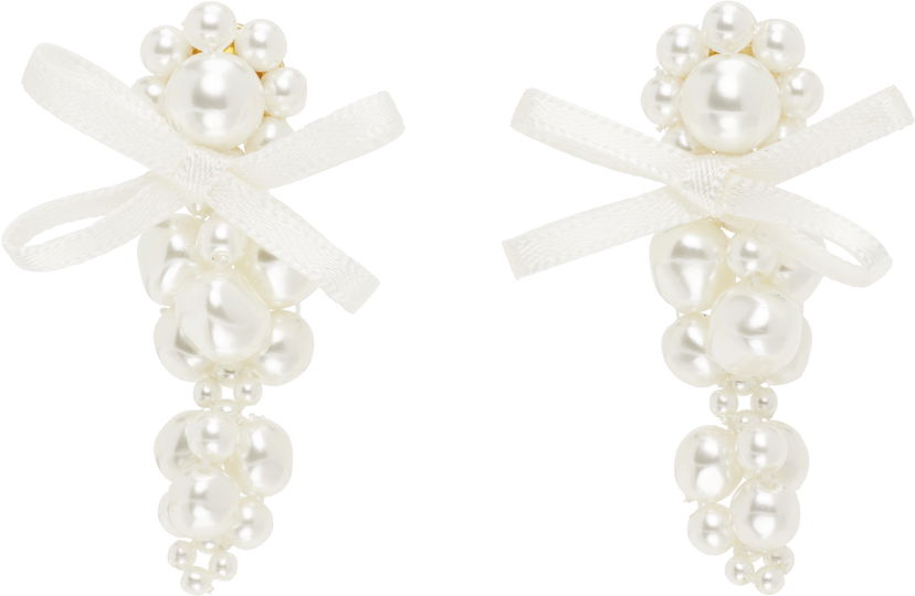 Naušnice Simone Rocha Simone Rocha Petite Bow Cluster Earrings Bijela | ERG545 0904