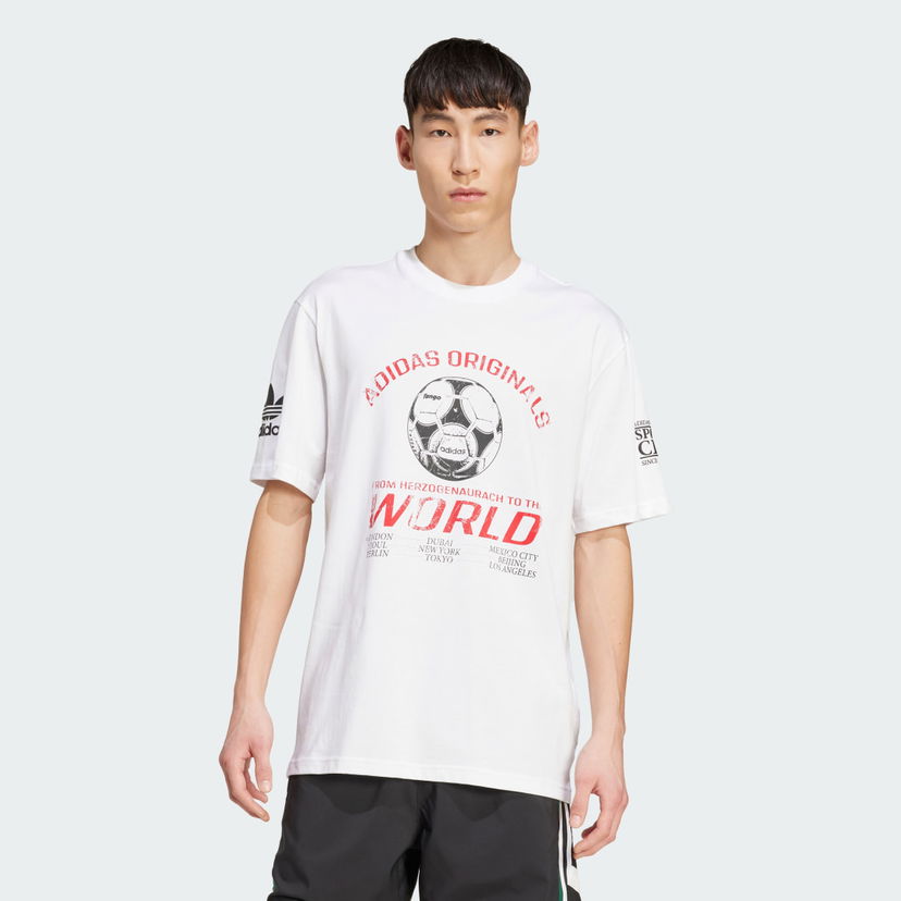Majica kratkih rukava adidas Performance From Herzogenaurach To The World Graphic Tee Bijela | JX3065