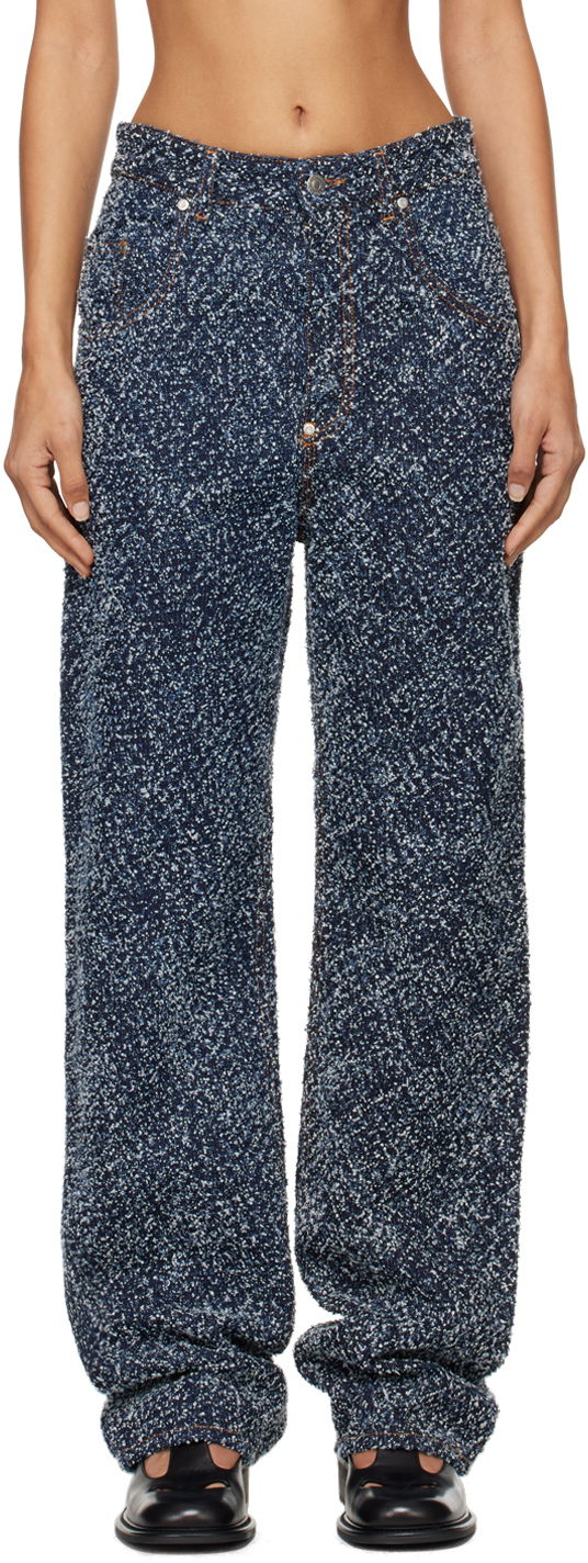 Jeans Stella McCartney Stella McCartney High-Rise Bouclé Jeans Plava | 6D03363SPH99