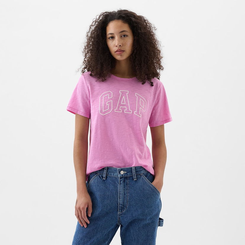 Majica kratkih rukava GAP T-Shirt Logo Slub Tee Sugar Pink Ružičasta | 871344-03