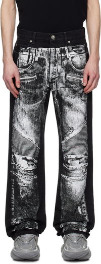 Balmain Loose-Fit Biker Print Jeans