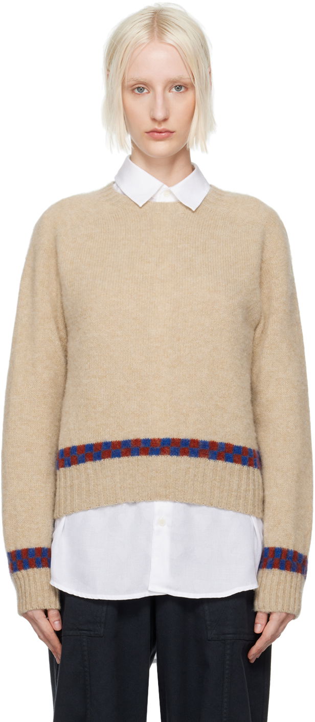 Džemper YMC Jets Check Knit Sweater Bež | Q8XAV