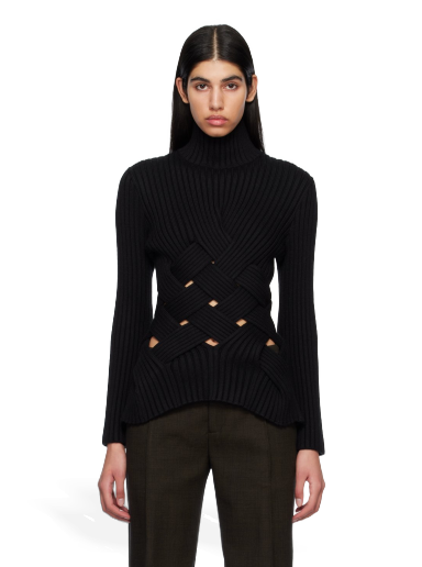 Džemper Bottega Veneta Intreccio Turtleneck Crna | 725638 V2MO0