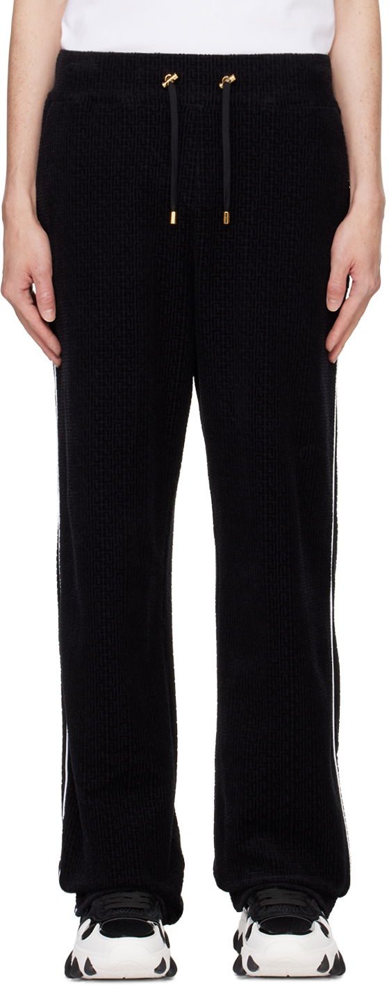 Trenirka Balmain Velvet Monogram Sweatpants Crna | DH0PQ270JI39