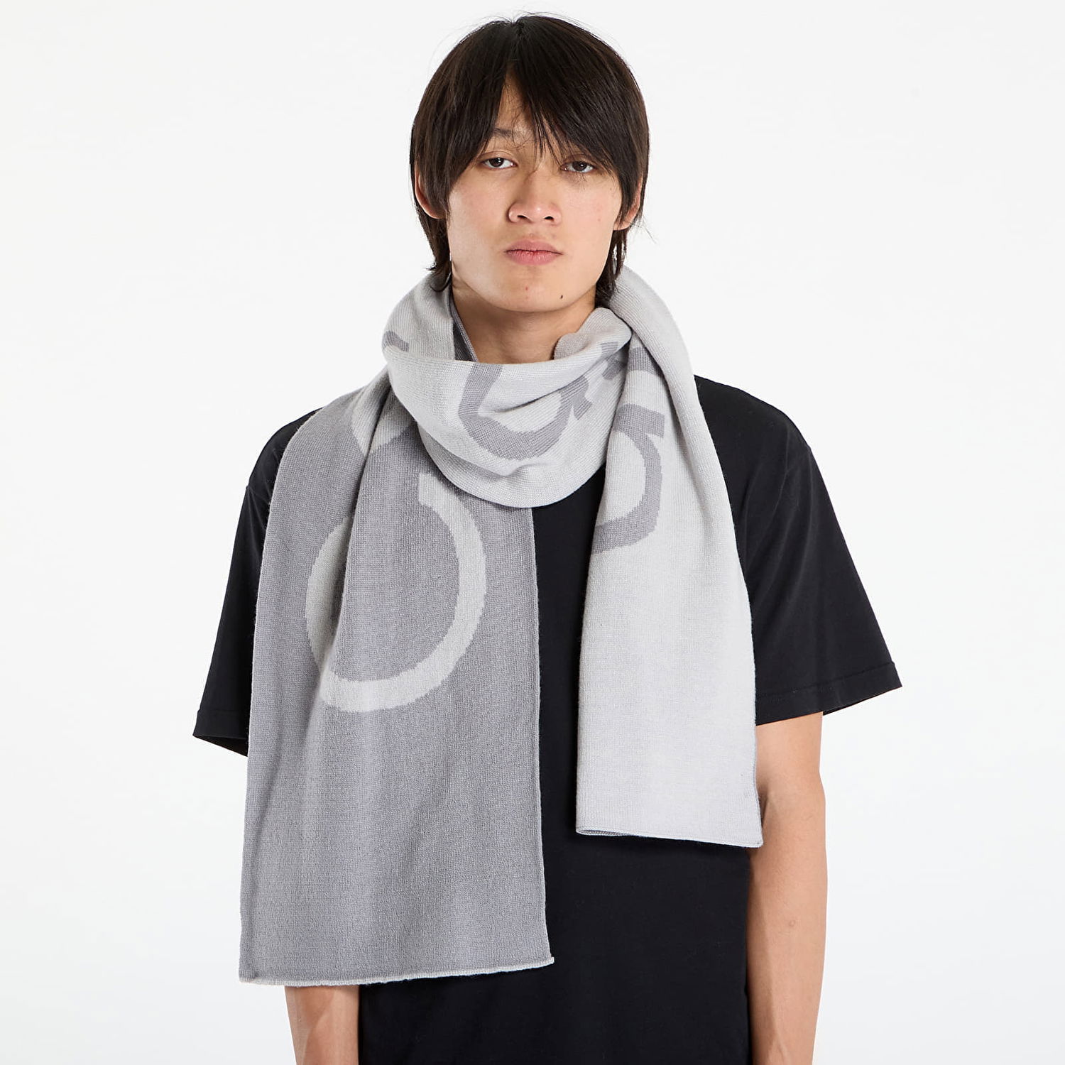 Šal CALVIN KLEIN Calvin Klein Bold Logo 2-Tone Wool Scarf Siva | LV04D8030G QBW, 1