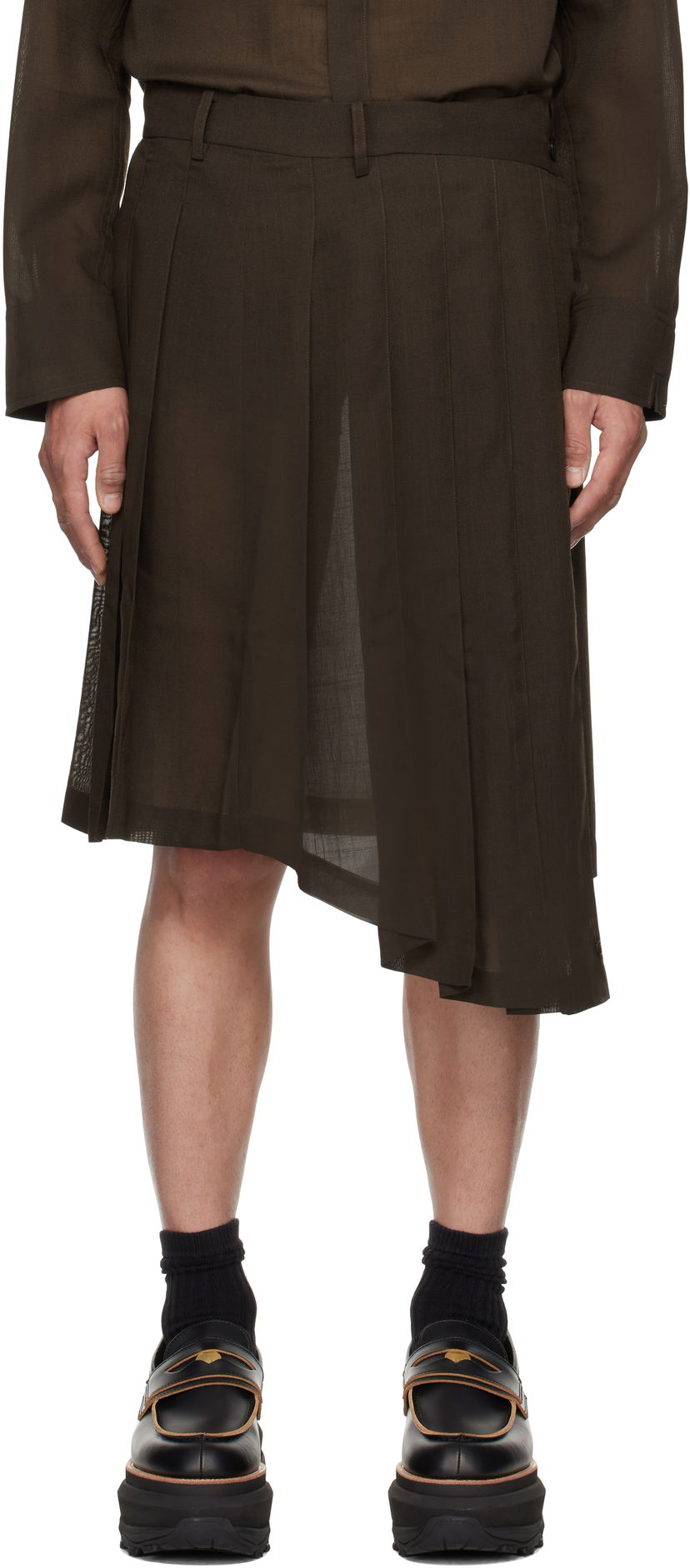 Suknja Feng Chen Wang Feng Chen Wang Pleated Asymmetrical Skirt Smeđa | FUS19SK01K