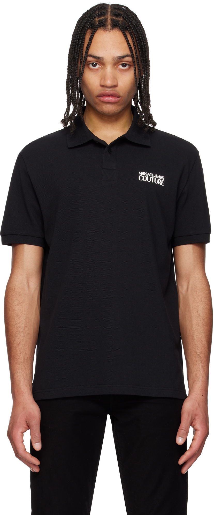 Polo majica Versace Versace Jeans Couture Logo Polo Crna | E78GAG623_EJ0003