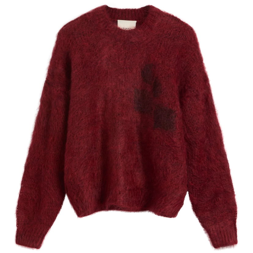 Džemper ISABEL MARANT Isabel Marant Mirella Fluffy Logo Knit, Size X-Small Tamnocrvena | 25HPU0803FA-C4L05I-70DD