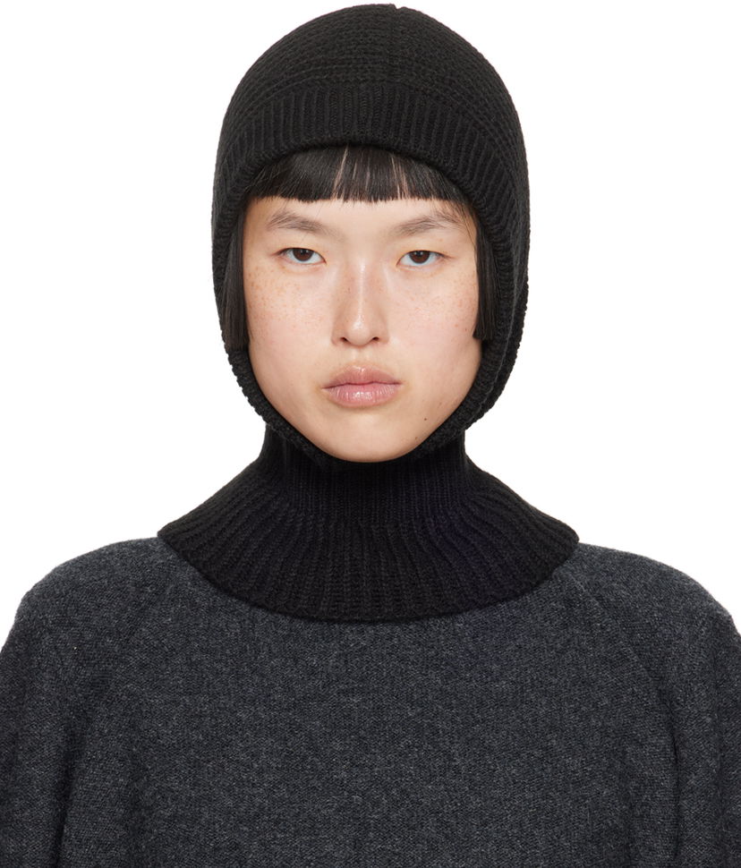 Kapica LEMAIRE Lemaire Rib Knit Hood Crna | AC1089 LK121