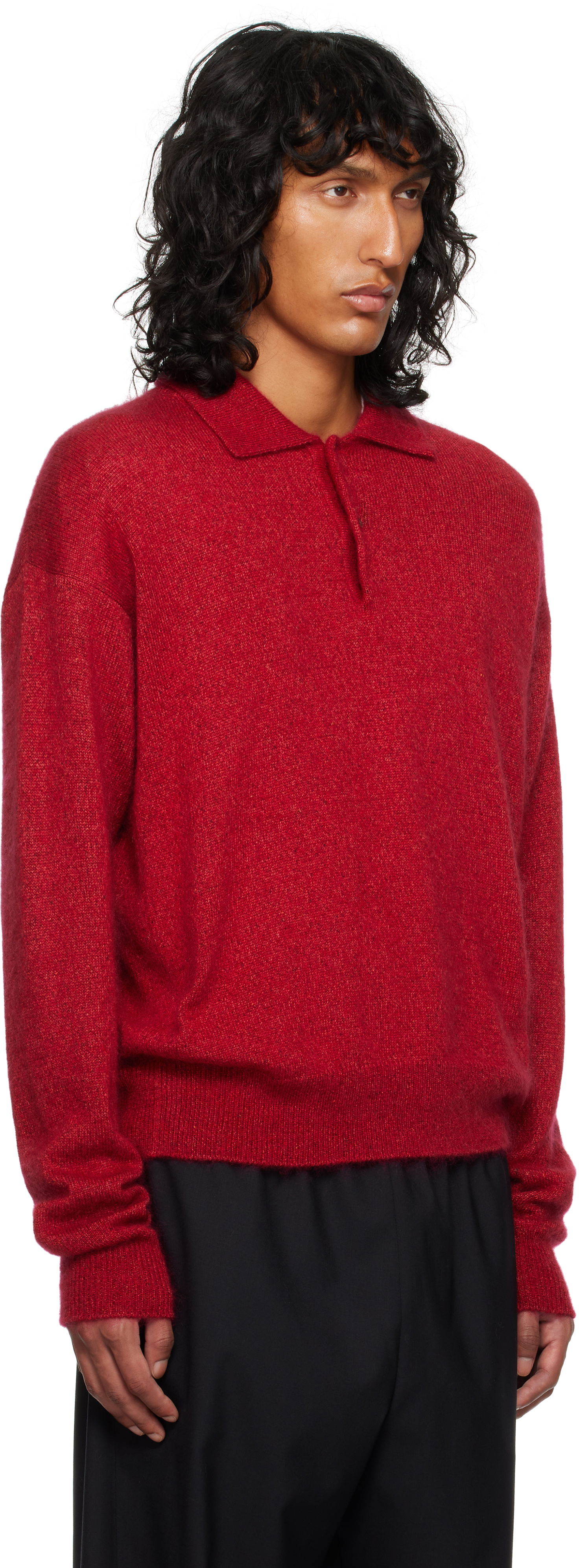 Džemper The Row Gere Knit Polo Sweater Crvena | 625-Y872, 1