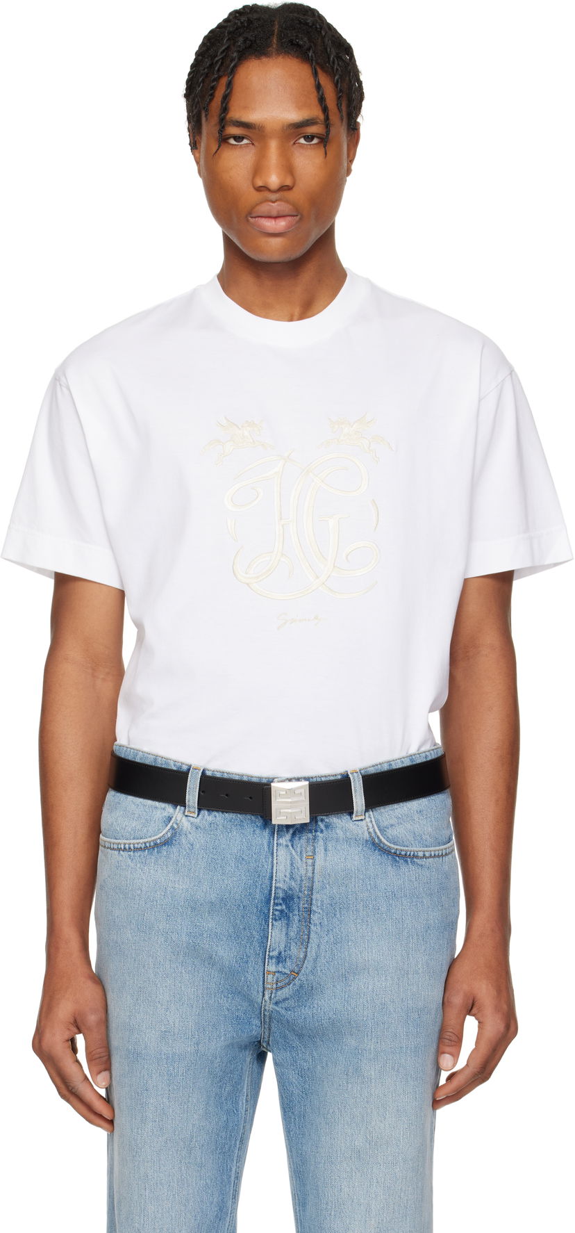Majica kratkih rukava Givenchy Givenchy 'HG' Embroidered T-Shirt Bijela | BM71MG3YQA100