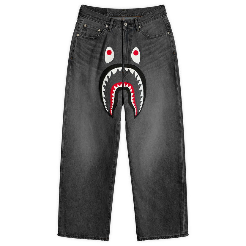 Jeans BAPE Shark Loose Fit 13oz Jeans, Size Small Crna | 001DPL801006M-BLK