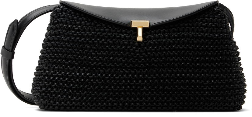 Torba za rame TOTEME TOTEME T-Lock Woven Leather Clutch Bag Crna | 252-WAL950-LE0134