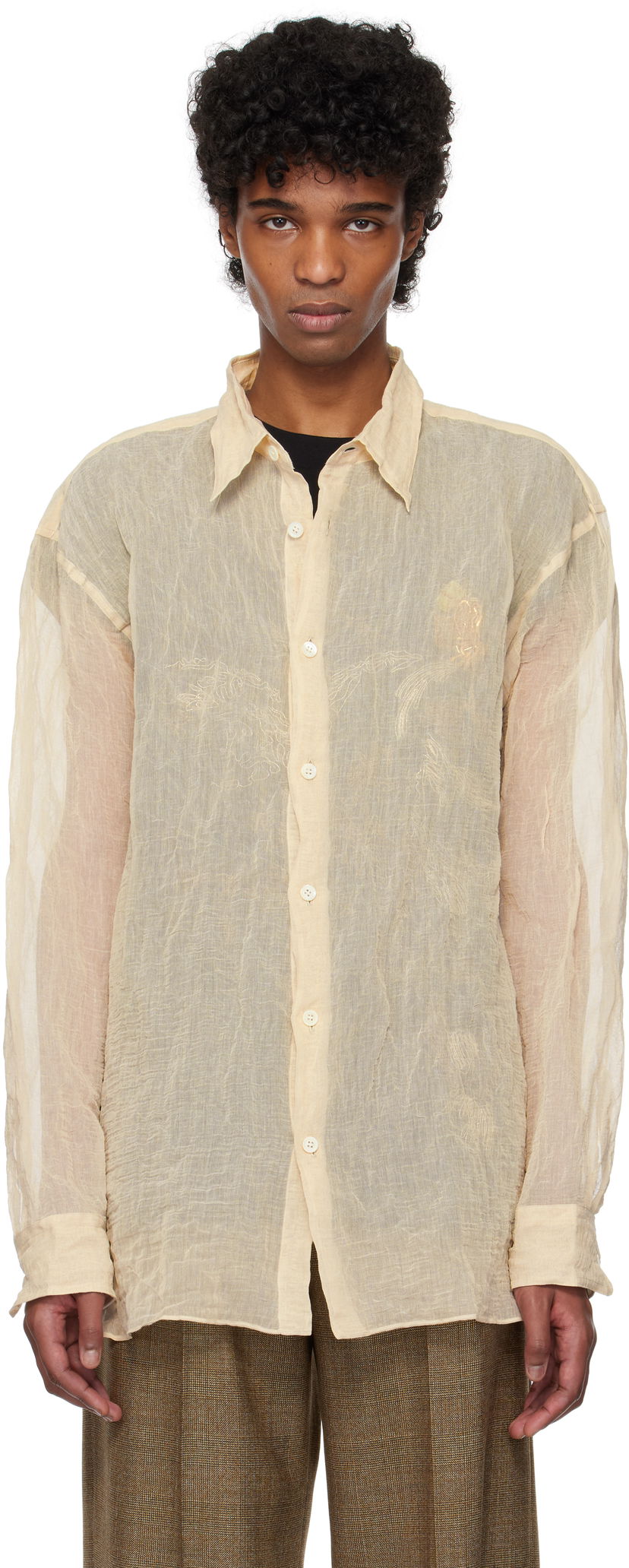 Košulja Dries Van Noten Dries Van Noten Metallic Thread Shirt Bež | 251-020732-1265