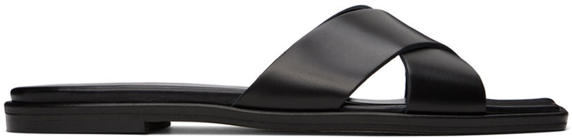 Dodaci Aeyde Aeyde Sonia Leather Crisscross Slide Sandals Crna | A11-FS-BRNS08FL62-SS24-800-001