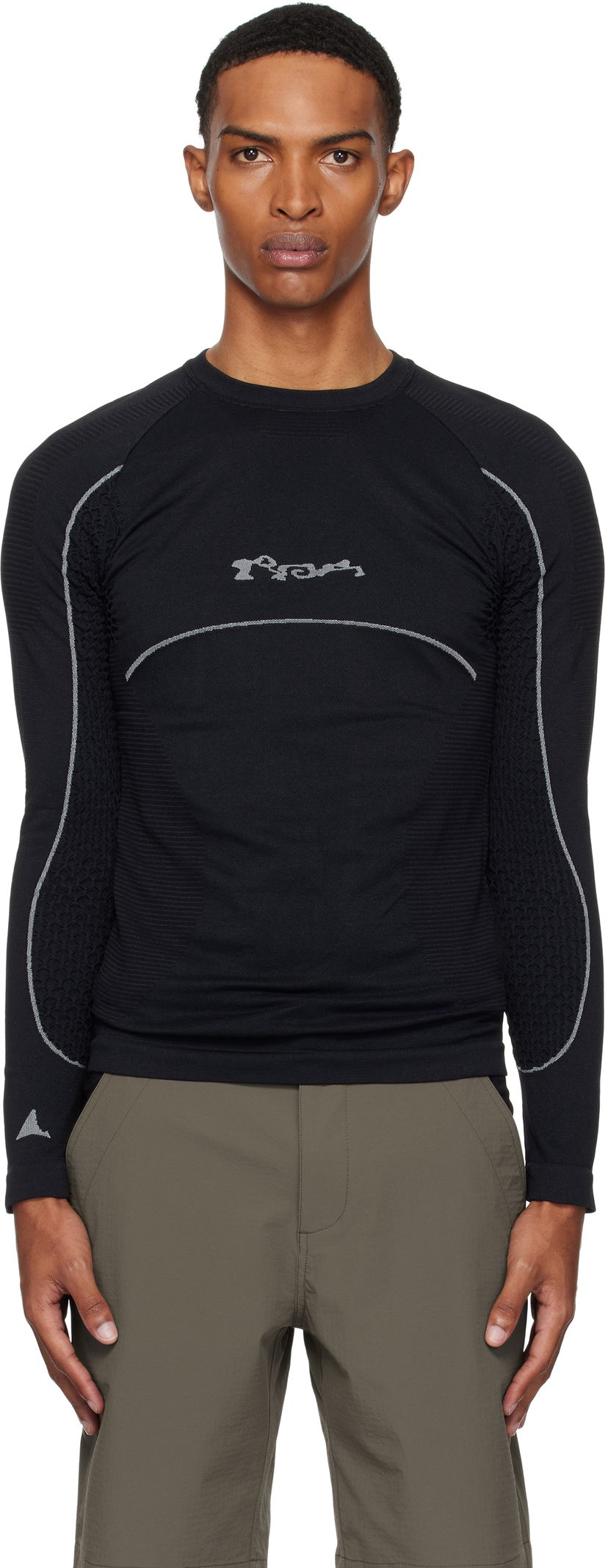 Majica kratkih rukava ROA Seamless Long Sleeve T-Shirt Crna | RBMW0406YA49
