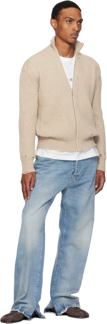 Džemper Maison Margiela MM6 Maison Margiela Ribbed Knit Zip Sweater Bež | SH0AM0064 M13138, 3