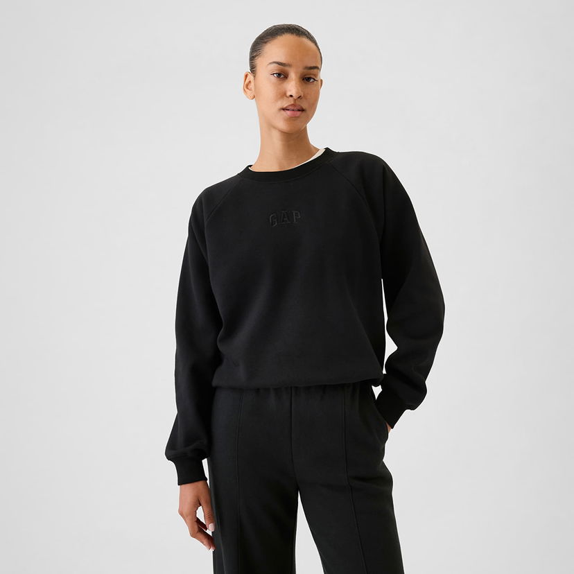 Dukserice GAP Sweatshirt Pullover Crew Black Logo M Crna | 765585-40