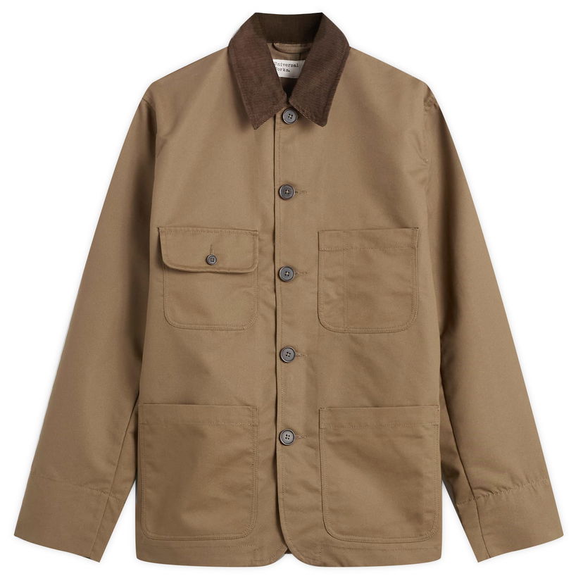 Jakna Universal Works Brushed Polytech Merchant Jacket with Corduroy Collar and Patch Pockets Smeđa | 33118-KHK