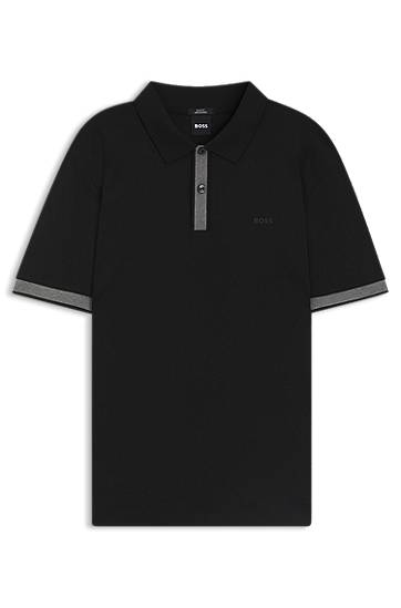 Polo majica BOSS Slim Fit Polo Shirt with Structured Trims Crna | 50543865