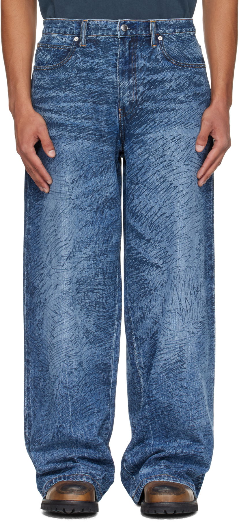Jeans Alexander Wang Relaxed Graphic Print Jeans Plava | 6DC3254830