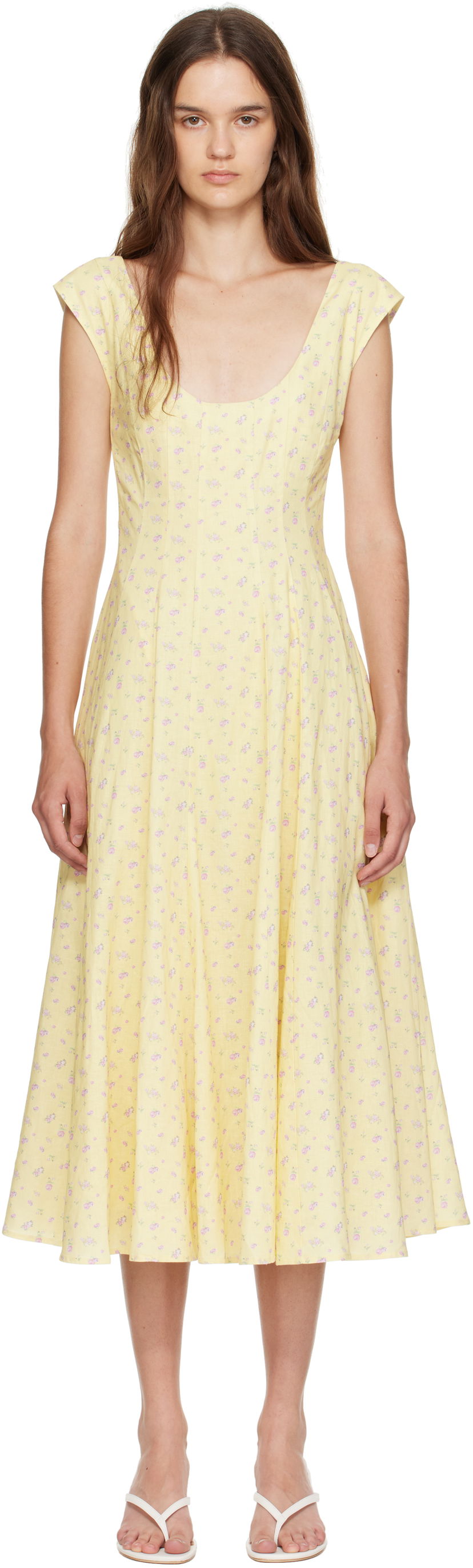Haljina GUIZIO Guizio Leila Floral Midi Dress Žuta | P25404W085