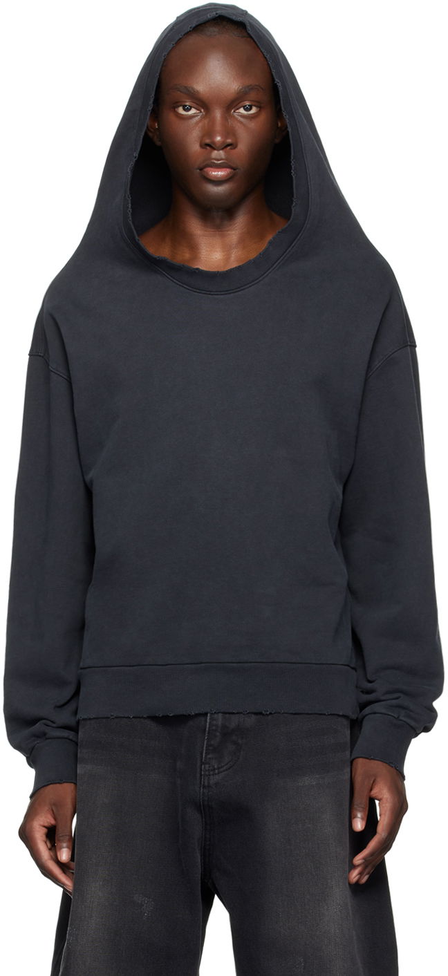 Dukserice We11done We11done Wide Neck Hoodie Crna | WD-TH2-24-801-U-BK