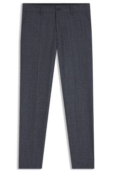 Hlače BOSS Slim-Fit Micro-Patterned Virgin Wool Trousers Tamnoplava | 50551584