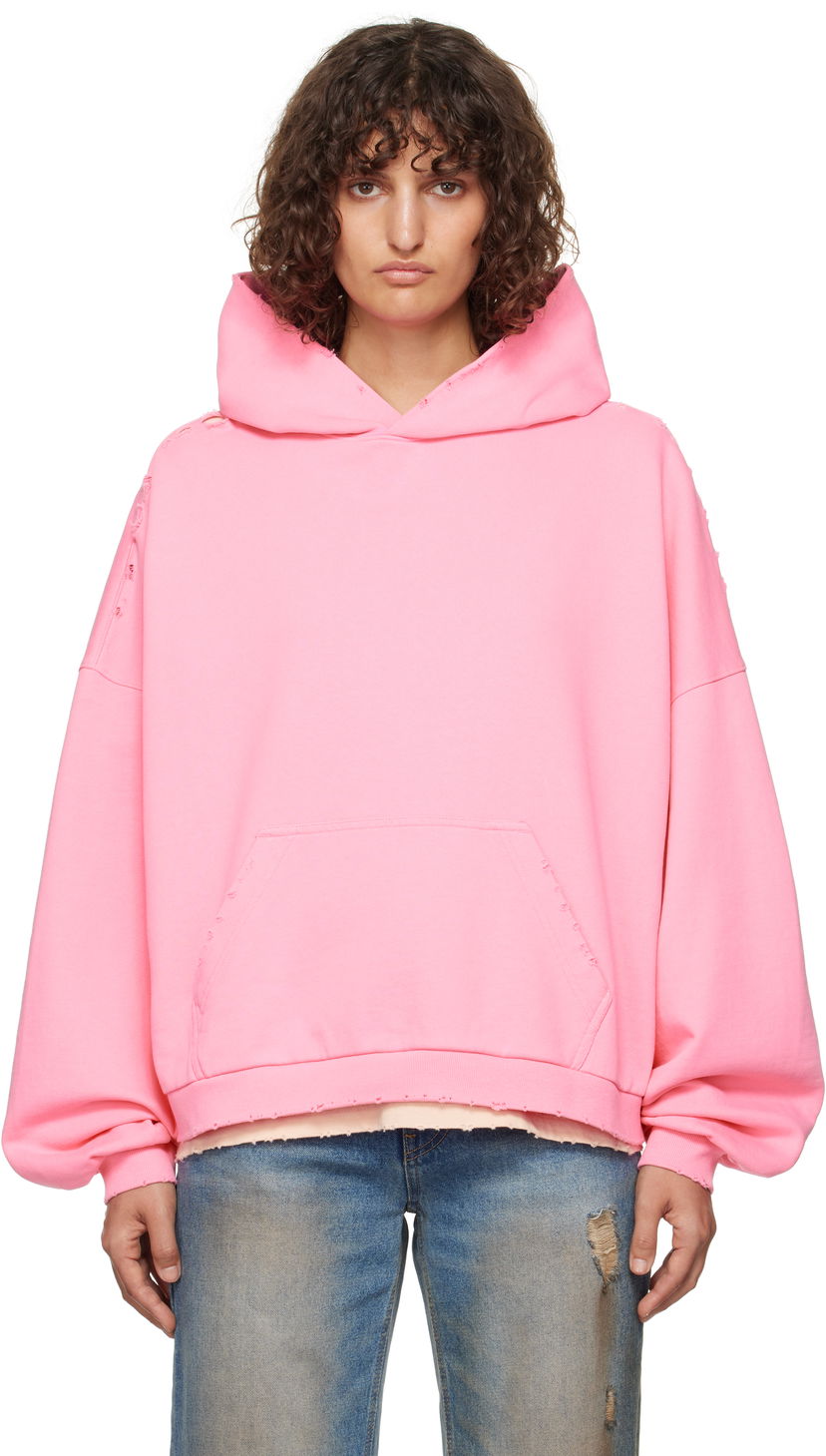 Dukserice We11done Monster Pony Distressed Hoodie Ružičasta | WD-TH3-24-828-U-PK