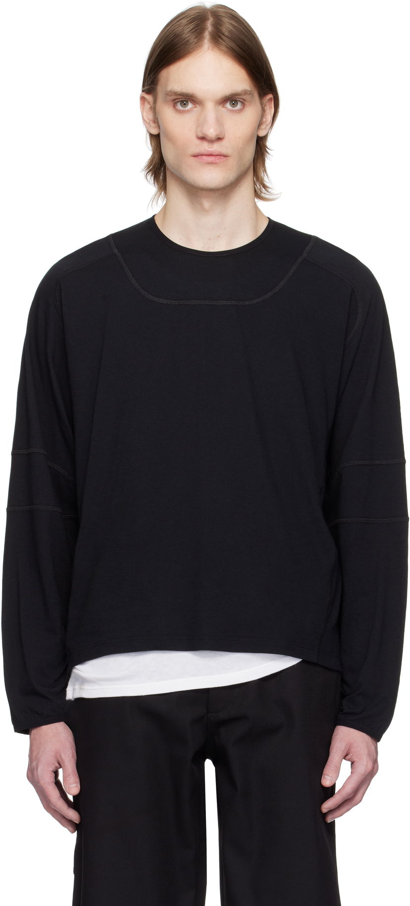 Džemper GR10K GR10K Light Interlock Long Sleeve T-Shirt Crna | BG823124CO