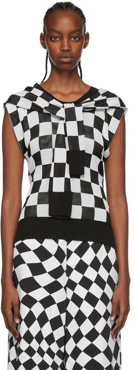 Majica bez rukava Maison Margiela Checkerboard Print Viscose Knit Top Crna | S62HA0058 S17974