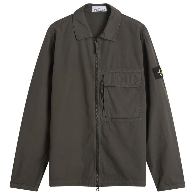 Jakna Stone Island Canvas Weave Cotton Zip Shirt Jacket, Size Large Zelena | K2S151200004-V0062
