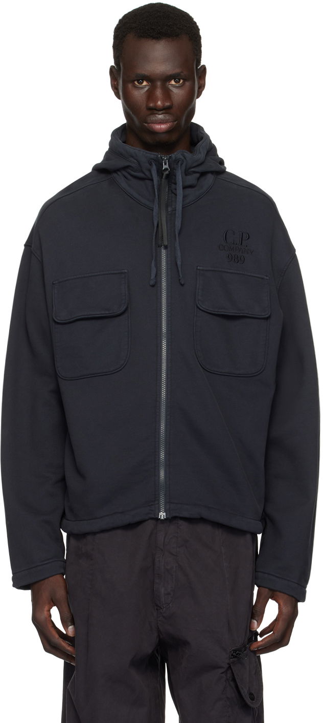 Jakna C.P. Company Brushed & Emerized Diagonal Hooded Utility Jacket Crna | 17CMSS021A-006372G