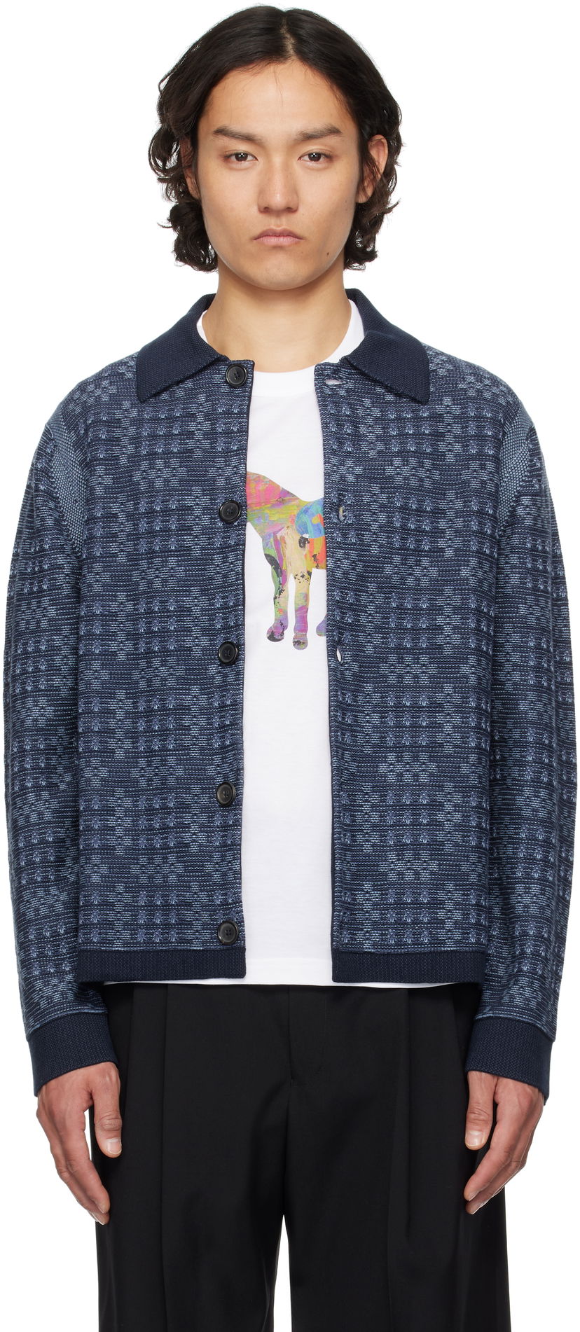 Džemper Paul Smith PS Paul Smith Geo Cotton Cardigan Plava | M2R-310Z-P22300-49