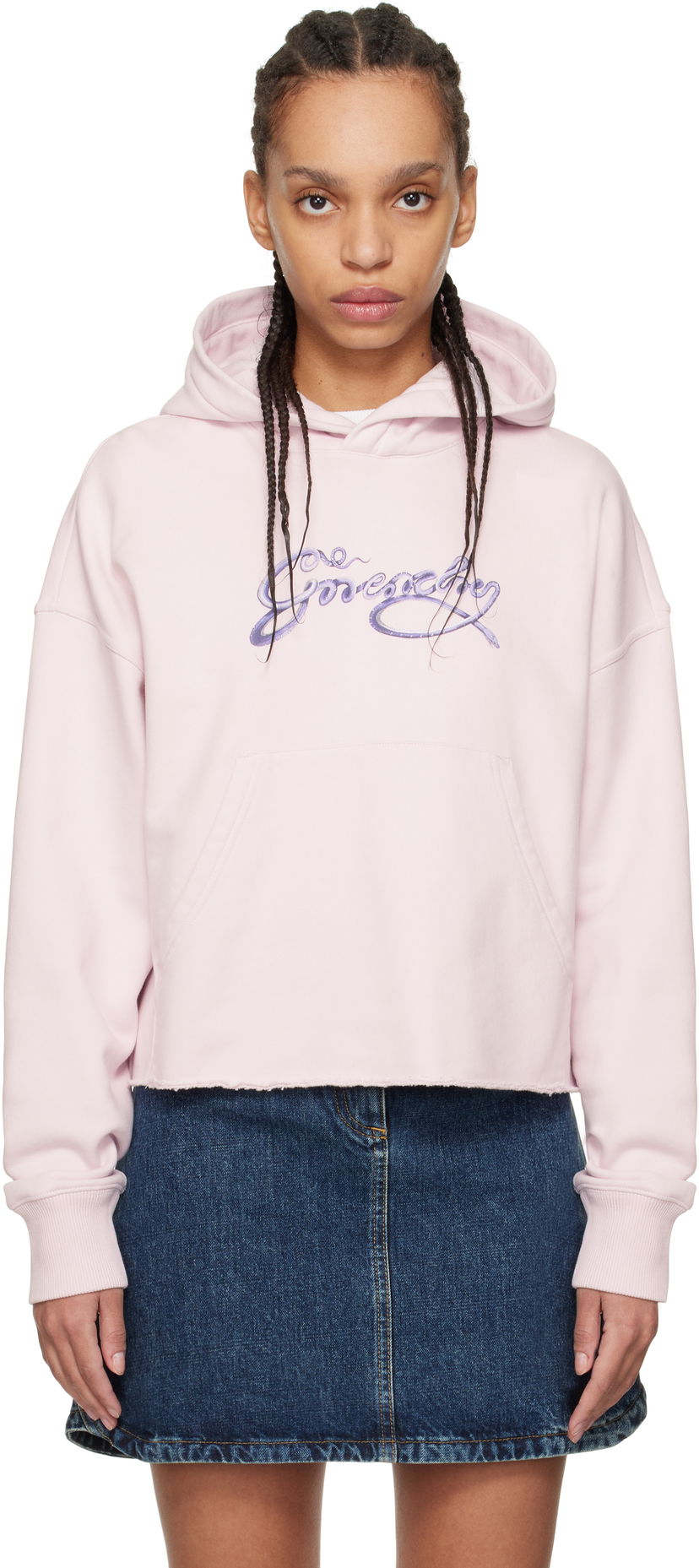 Dukserice Givenchy Givenchy Cropped Snake Print Fleece Hoodie Ružičasta | BWJ03MP705680