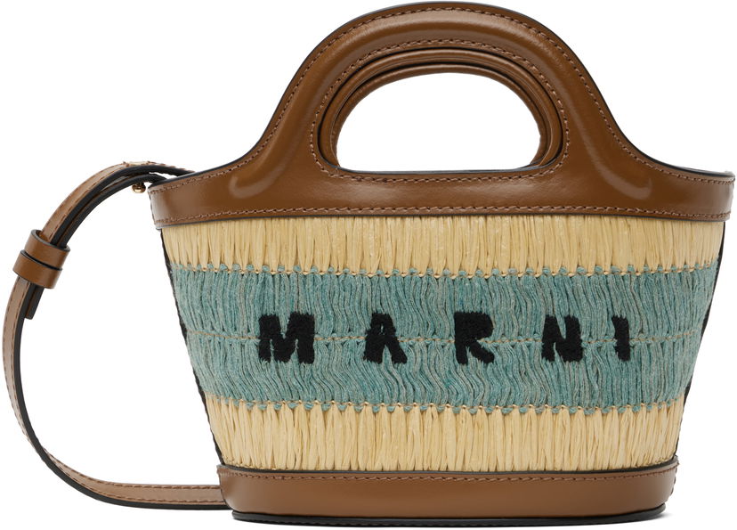 Ručna torbica Marni Marni Raffia Tropicalia Micro Tote Bag Smeđa | BMMP0067Q8 P8273