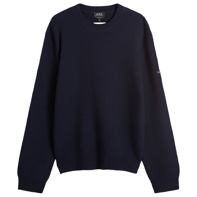 Džemper A.P.C. Men's Thomas Waffle Knit Jumper, Size Small Tamnoplava | WVBCZ-H23434-IAK