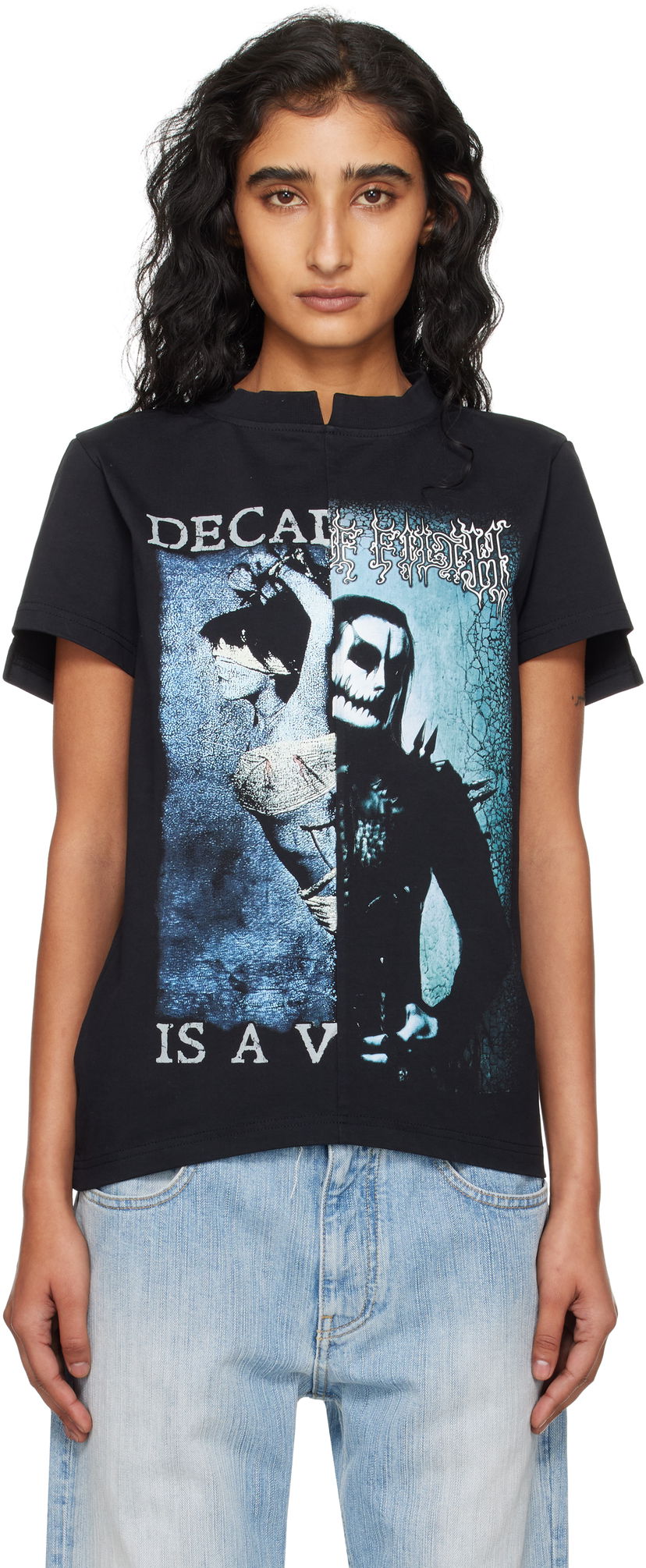 Majica kratkih rukava VETEMENTS VETEMENTS Cradle of Filth Cut-Up Fitted T-Shirt Crna | WCF76TR960BB