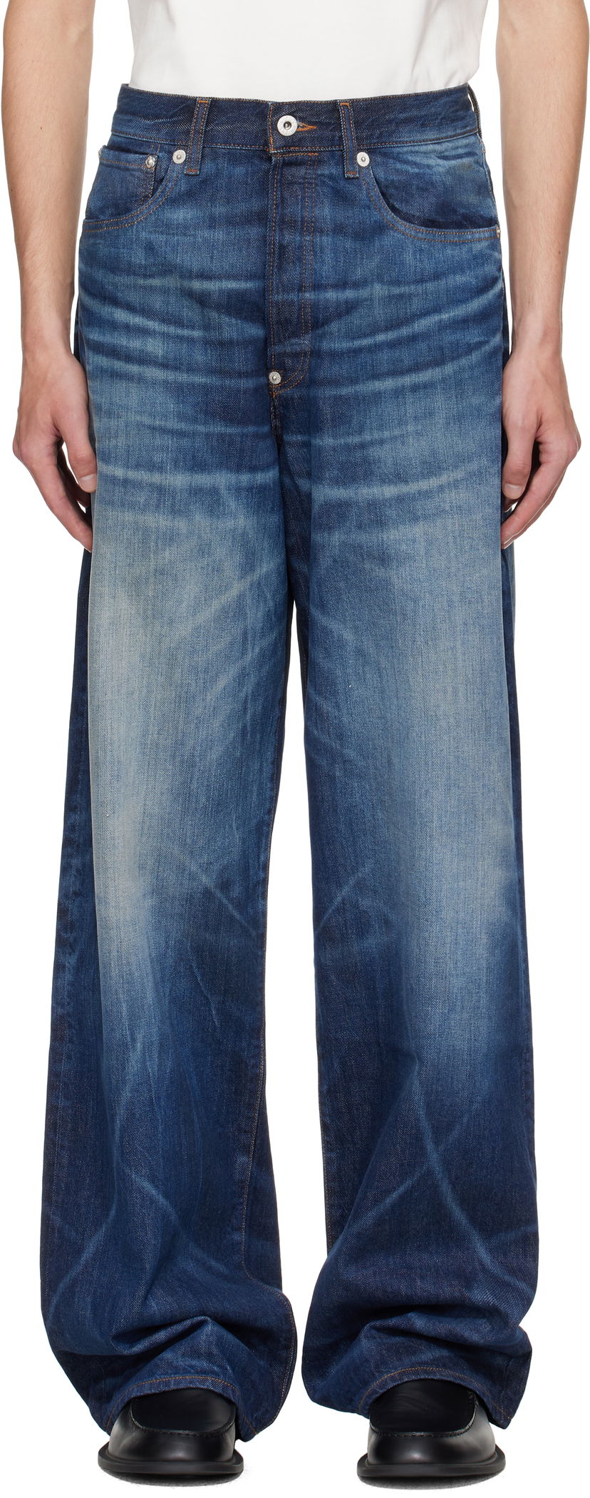 Jeans KENZO Kenzo Paris Turn Up Wide Fit Jeans Plava | FF65DP4216I7