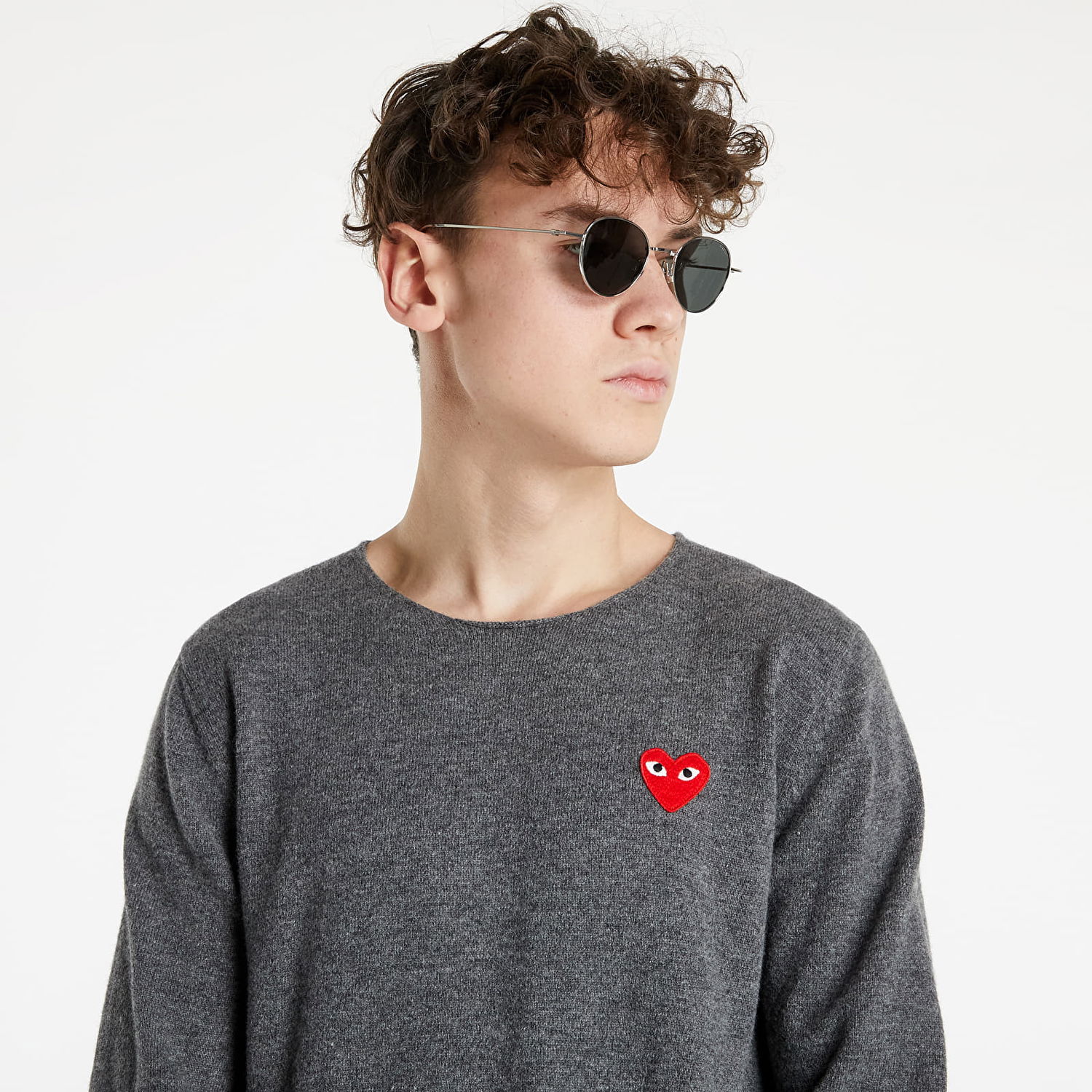 Džemper Comme des Garçons PLAY Red Heart Crewneck Jumper Siva | AZN068 Mid Grey, 0