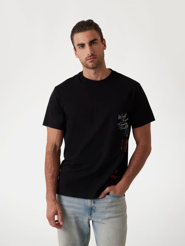 Majica kratkih rukava GUESS Graphic Print Relaxed Fit Tee Crna | M5RI01KCHA1