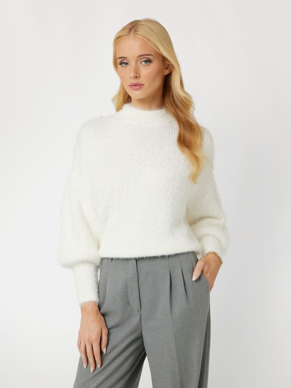 Džemper GUESS Fuzzy Yarn Crew Neck Sweater Bijela | W4BR25Z3BH0