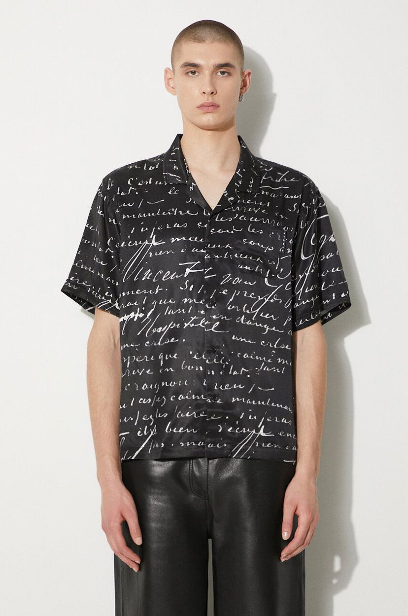 Košulja Stampd STAMPD Letter Camp Collar Buttondown Shirt Crna | SLA.M3427BD.BLL