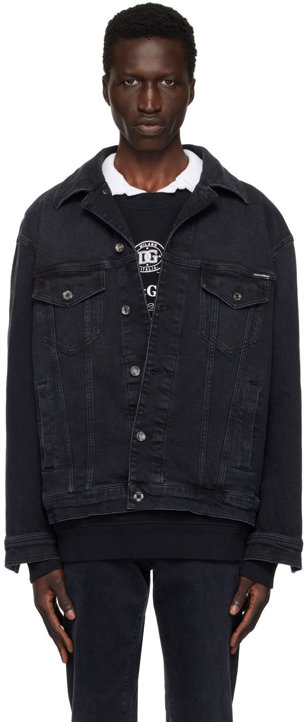Jakna Dolce & Gabbana Faded Denim Jacket Crna | G9NL5DG8GW6