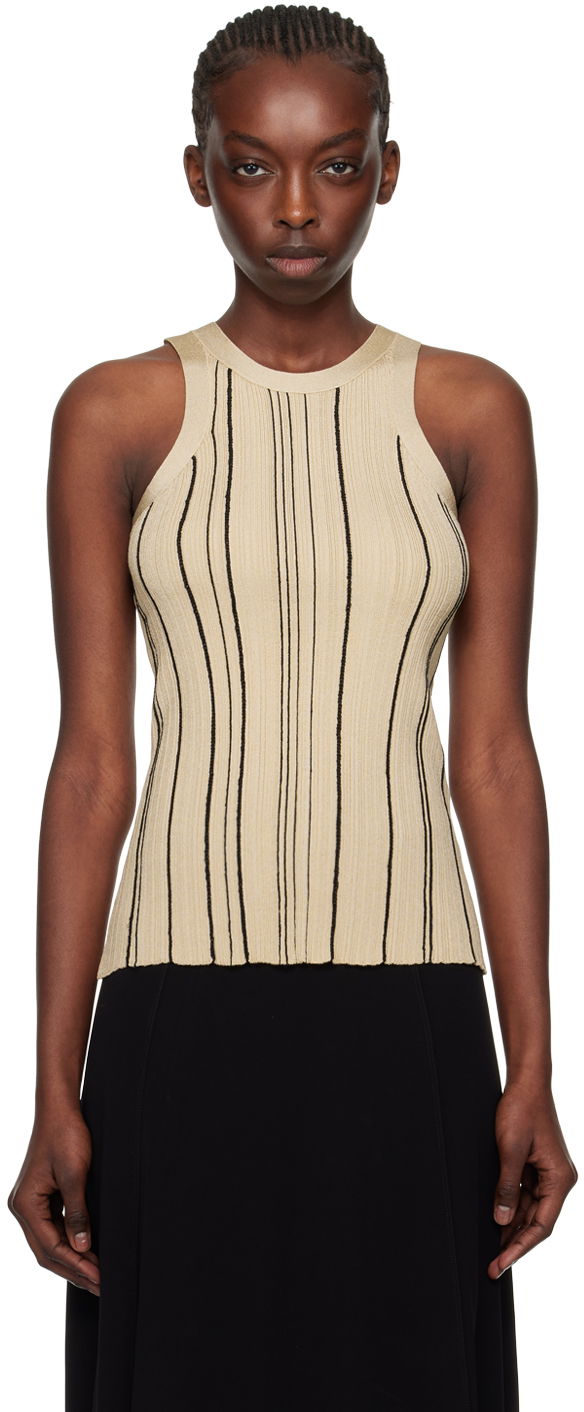 Majica bez rukava TOTEME TOTEME Braid Rib Tank Top Bež | 242-WRT2292-YA0044
