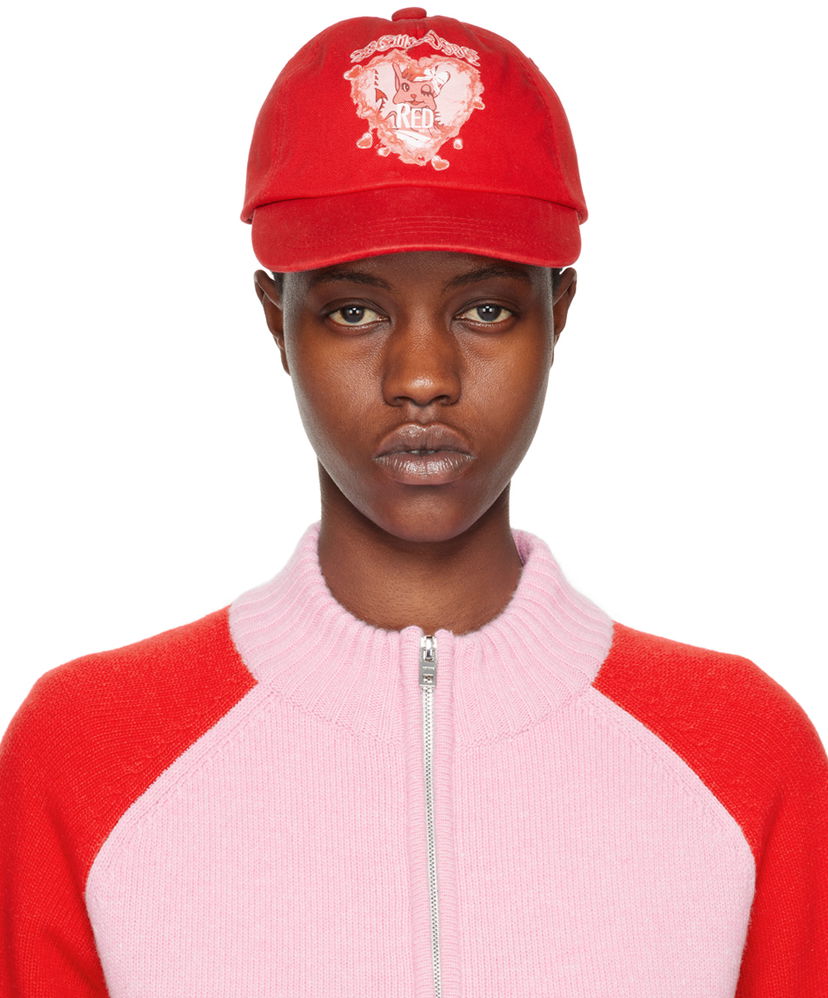 Kapa We11done Character Print Baseball Cap Crvena | WD-AH0-24-402-U-RD